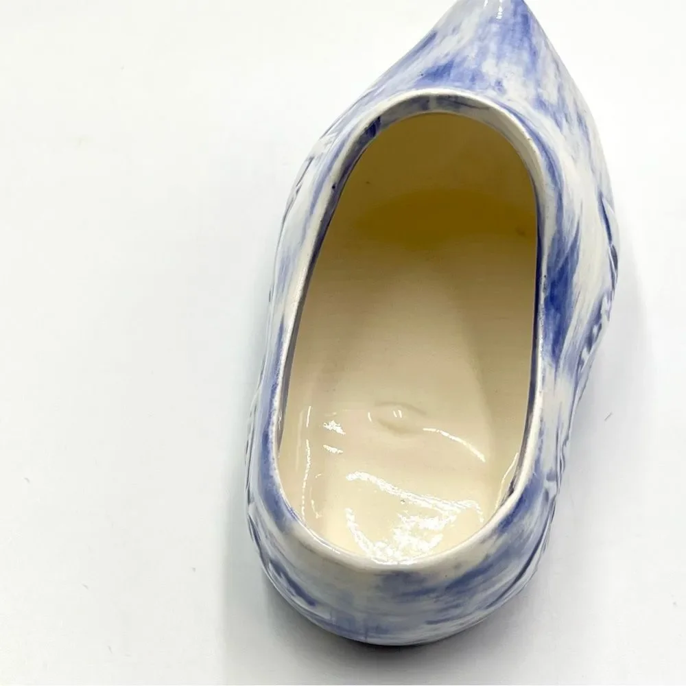 Vintage Holland Pottery Dutch Blue & White Scenic‎ Small Shoe Clog